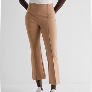 Columnist High Waisted Front Seam Cropped Flare Pant color sand shell